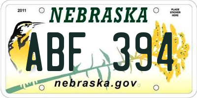 NE license plate ABF394