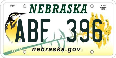 NE license plate ABF396