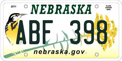 NE license plate ABF398