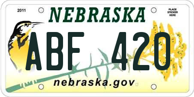 NE license plate ABF420