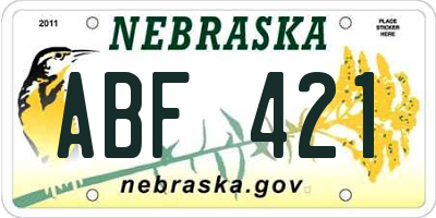 NE license plate ABF421