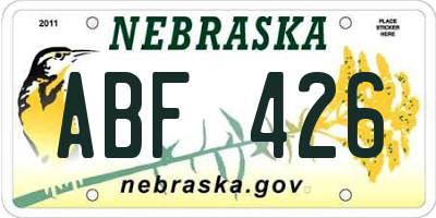 NE license plate ABF426