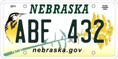 NE license plate ABF432