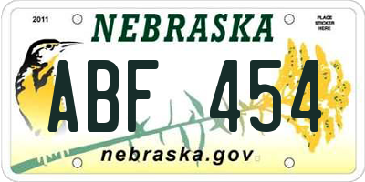 NE license plate ABF454