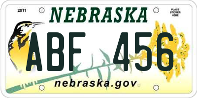 NE license plate ABF456