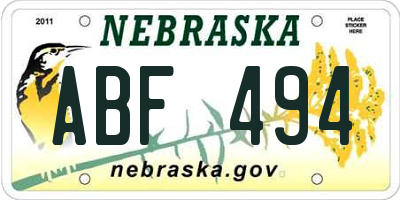 NE license plate ABF494