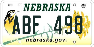 NE license plate ABF498