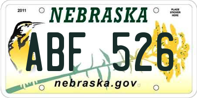 NE license plate ABF526