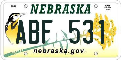 NE license plate ABF531