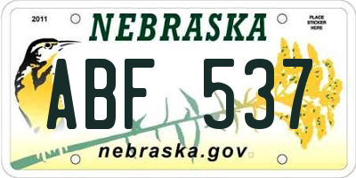 NE license plate ABF537