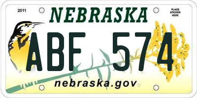 NE license plate ABF574