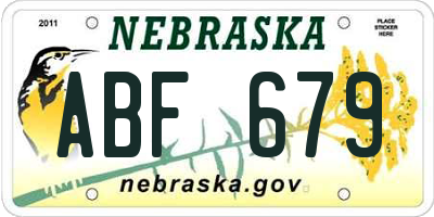 NE license plate ABF679
