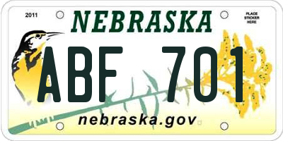 NE license plate ABF701