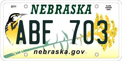 NE license plate ABF703