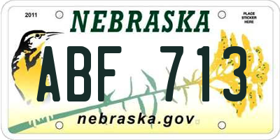 NE license plate ABF713
