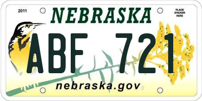 NE license plate ABF721