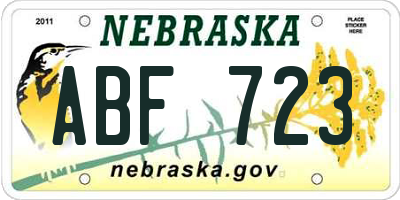 NE license plate ABF723