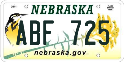 NE license plate ABF725