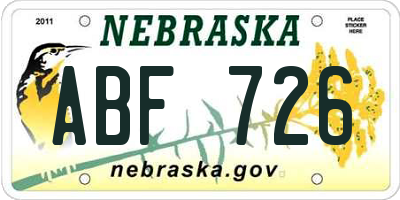 NE license plate ABF726