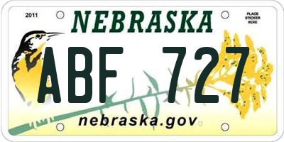 NE license plate ABF727