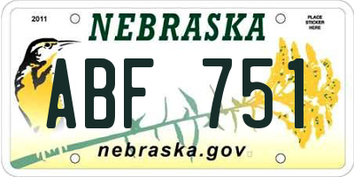 NE license plate ABF751