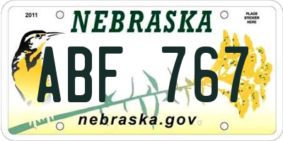 NE license plate ABF767
