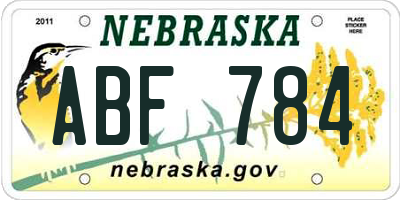 NE license plate ABF784
