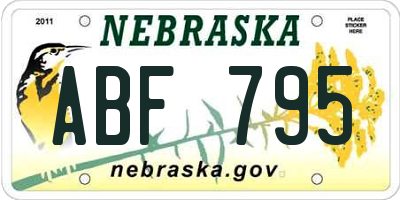 NE license plate ABF795