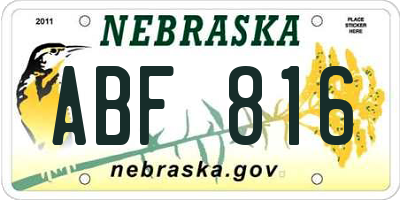 NE license plate ABF816