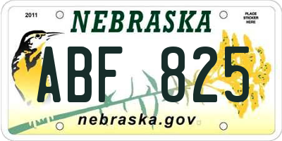 NE license plate ABF825