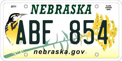 NE license plate ABF854