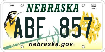 NE license plate ABF857