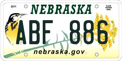 NE license plate ABF886