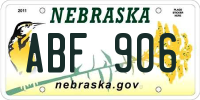 NE license plate ABF906