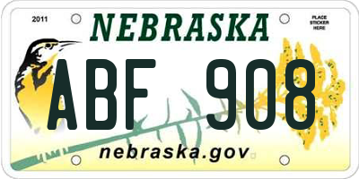 NE license plate ABF908