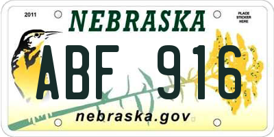 NE license plate ABF916
