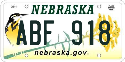 NE license plate ABF918