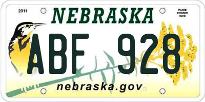 NE license plate ABF928