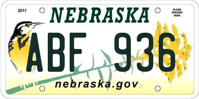 NE license plate ABF936