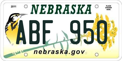 NE license plate ABF950