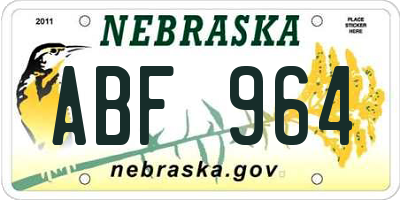 NE license plate ABF964