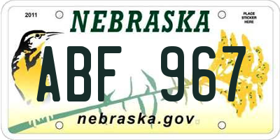 NE license plate ABF967