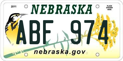 NE license plate ABF974