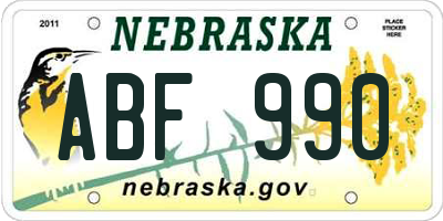 NE license plate ABF990