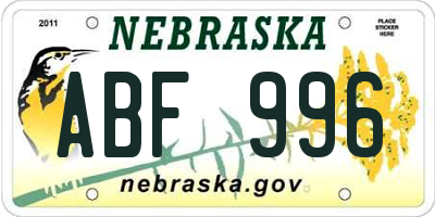 NE license plate ABF996