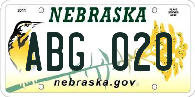NE license plate ABG020