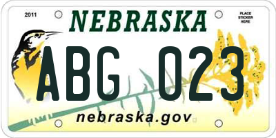 NE license plate ABG023