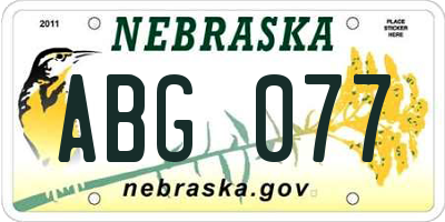 NE license plate ABG077