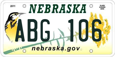 NE license plate ABG106