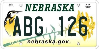 NE license plate ABG126